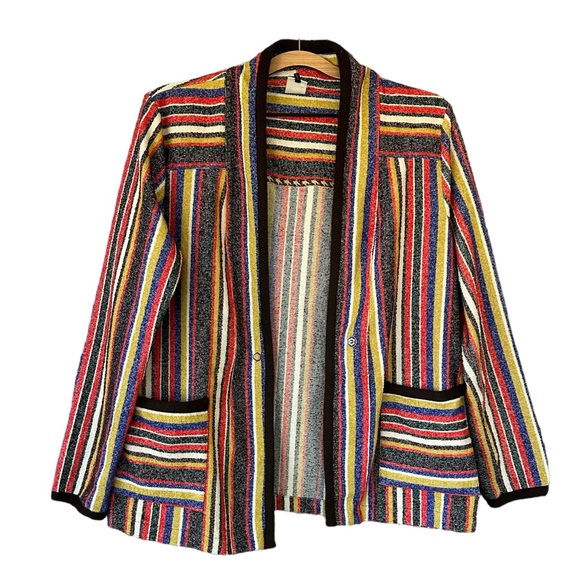 Anthropologie Akemi + Kin Mansoura Striped Wrap Jacket Womens Medium - Picture 2 of 4